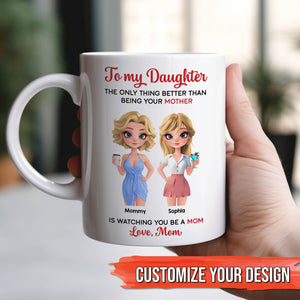365Gifty personalized mother daughter mug white ceramic showing cartoon mom and daughter with heartfelt message