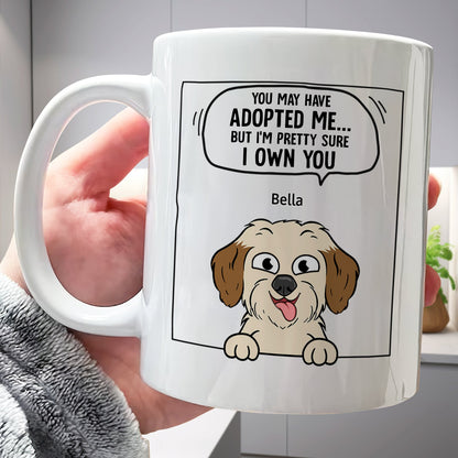 365Gifty pet lover personalized mug handheld white ceramic with cartoon dog Bella and caption I own you