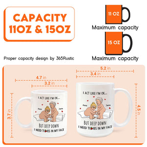 365Gifty 11 oz and 15 oz white ceramic mugs showing cartoon couple and cheeky quote romantic personalized gift for him and her