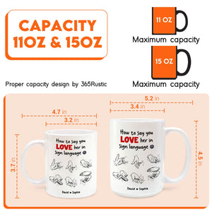 365Gifty ceramic mug set with sign language love prints 11oz 15oz unique anniversary gifts for couples