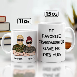 11oz and 15oz mugs with cartoon grandparents text My Favorite Granddaughter Gave Me This Mug unique custom mug for grandparents