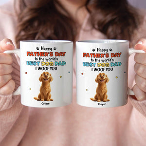 365Gifty pair of white ceramic Fathers Day mugs with cartoon puppy and Cooper name unique dog dad gift idea