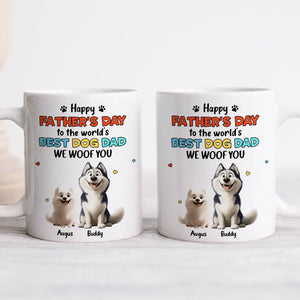 365Gifty Fathers Day ceramic mug set with cartoon husky and small dog personalized names unique dog dad gift idea