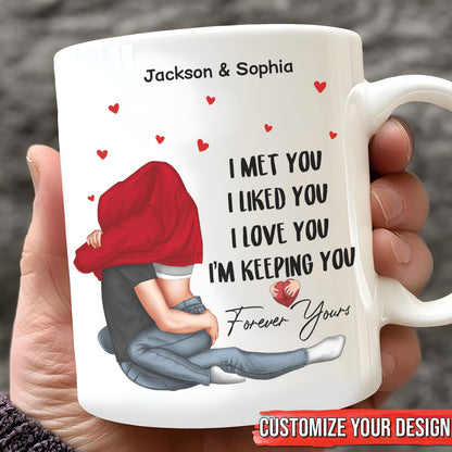 365Gifty personalized mug with hugging couple illustration and romantic quote unique gift for boyfriend or girlfriend