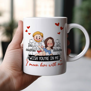365Gifty white mug with cartoon couple Andrew and Natalie red hearts and wish you in me mug gift text