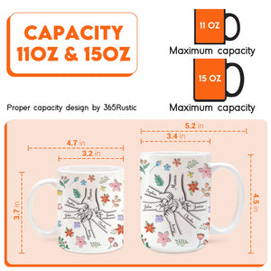 you hold our hands also our hearts mug 11oz and 15oz white mug with floral pattern and joined hands design by 365Gifty