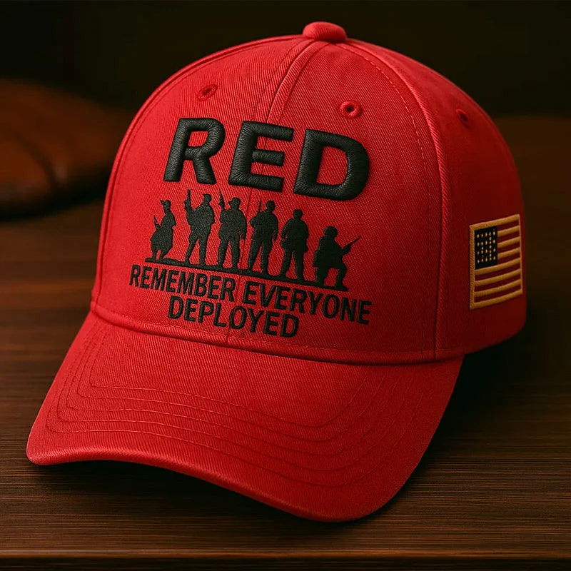 Bright Red RED Friday Print Baseball Cap - Soldier Silhouette