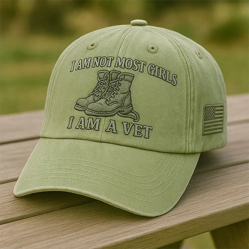 I Am A Vet Hat | Military Boots Embroidered Baseball Cap