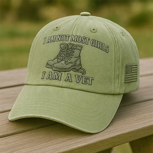 I Am A Vet Hat | Military Boots Embroidered Baseball Cap
