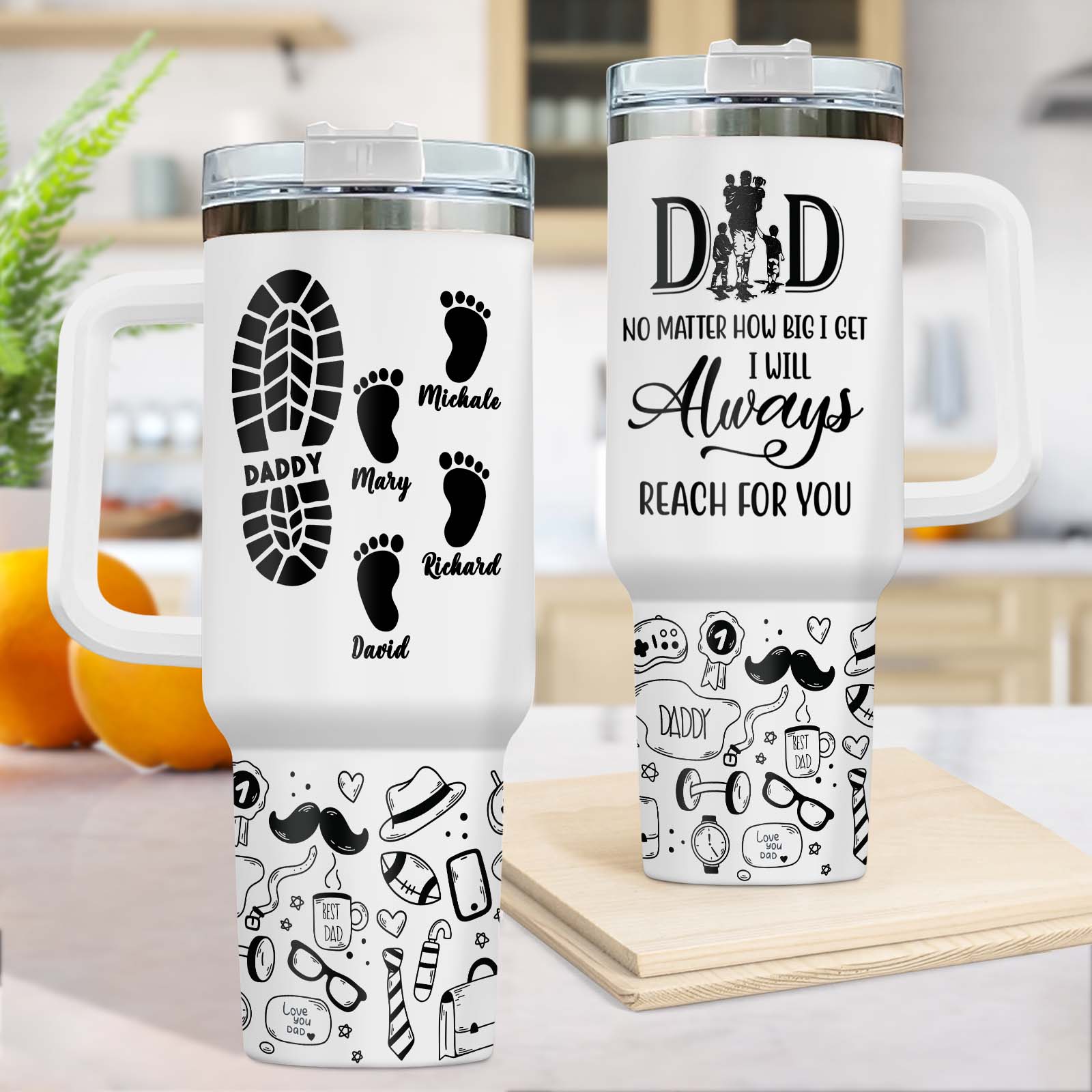 Dad & Children - Dad, No Matter How Big We Get. We Will Always Reach For You - Personalized Tumbler