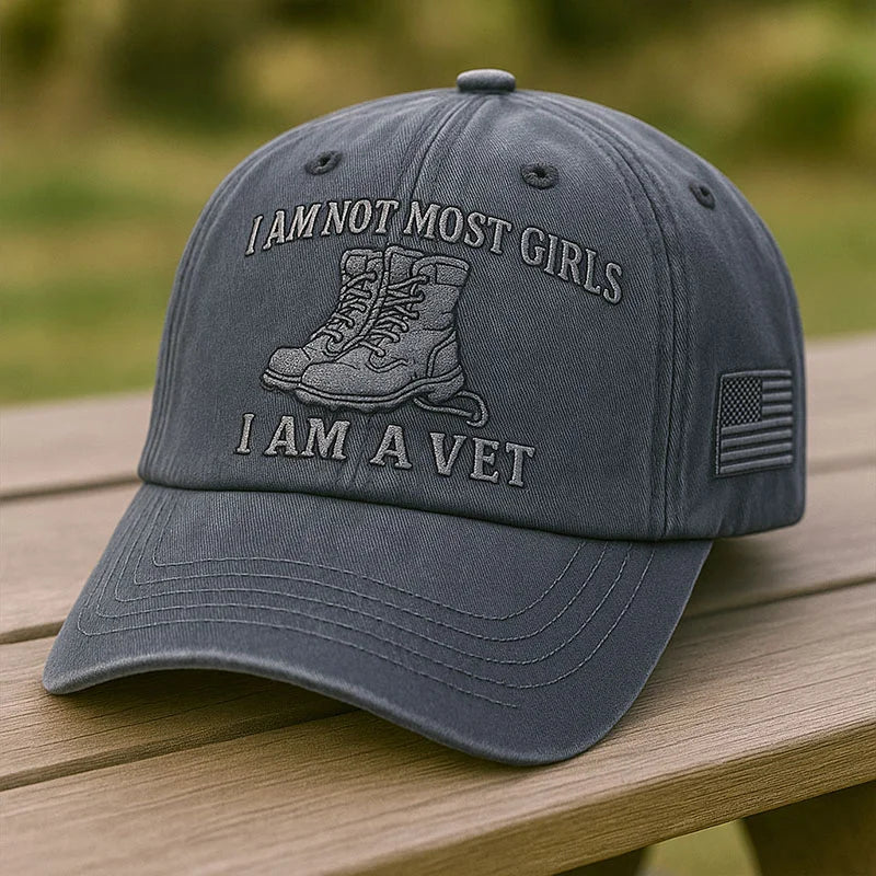 I Am A Vet Hat | Military Boots Embroidered Baseball Cap
