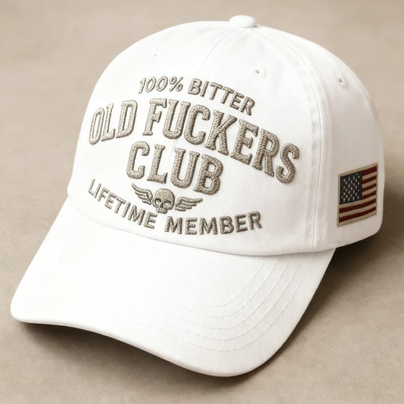 Vintage Washed Black 'Old Fuckers Club' Embroidered  Baseball Cap