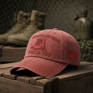 I Am A Vet Hat | Military Boots Embroidered Baseball Cap