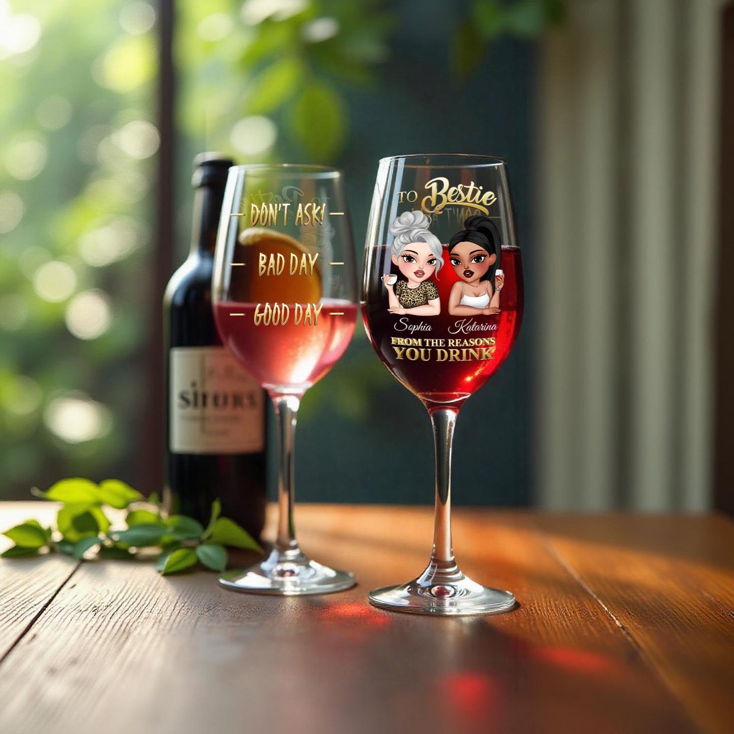 Bestie - From The Reasons You Drink - Personalized Wine Glass