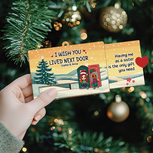 Besties - I Wish You Lived Next Door - Personalized Wooden Slider Card