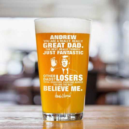 Father - Great Dad - Personalized Beer Glass