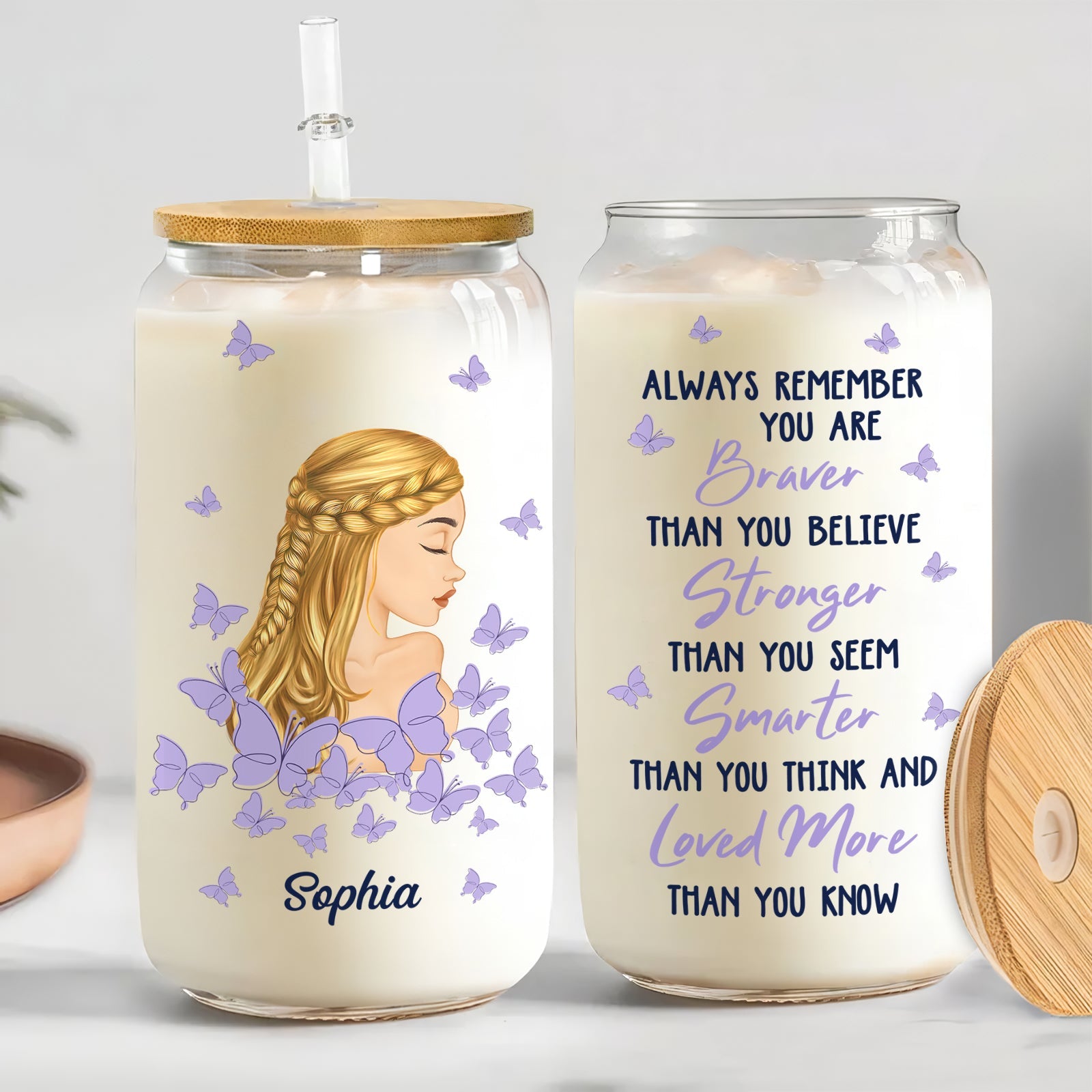 You Are Braver Than You Believe - Personalized Glass Can