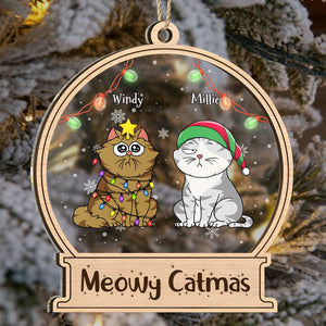 Pet Lovers - Meowy Catmas - Personalized 2-Layered Mix Ornament