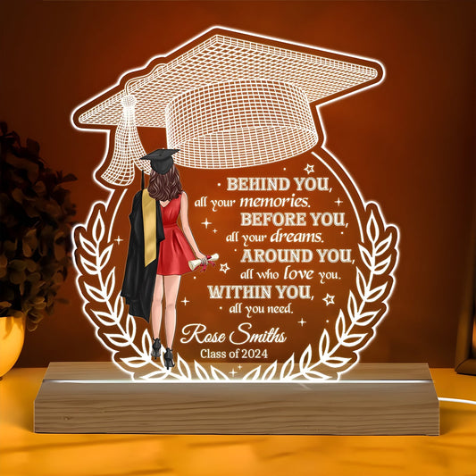 Graduation - Behind You All Your Memories - Personalized LED Night Light