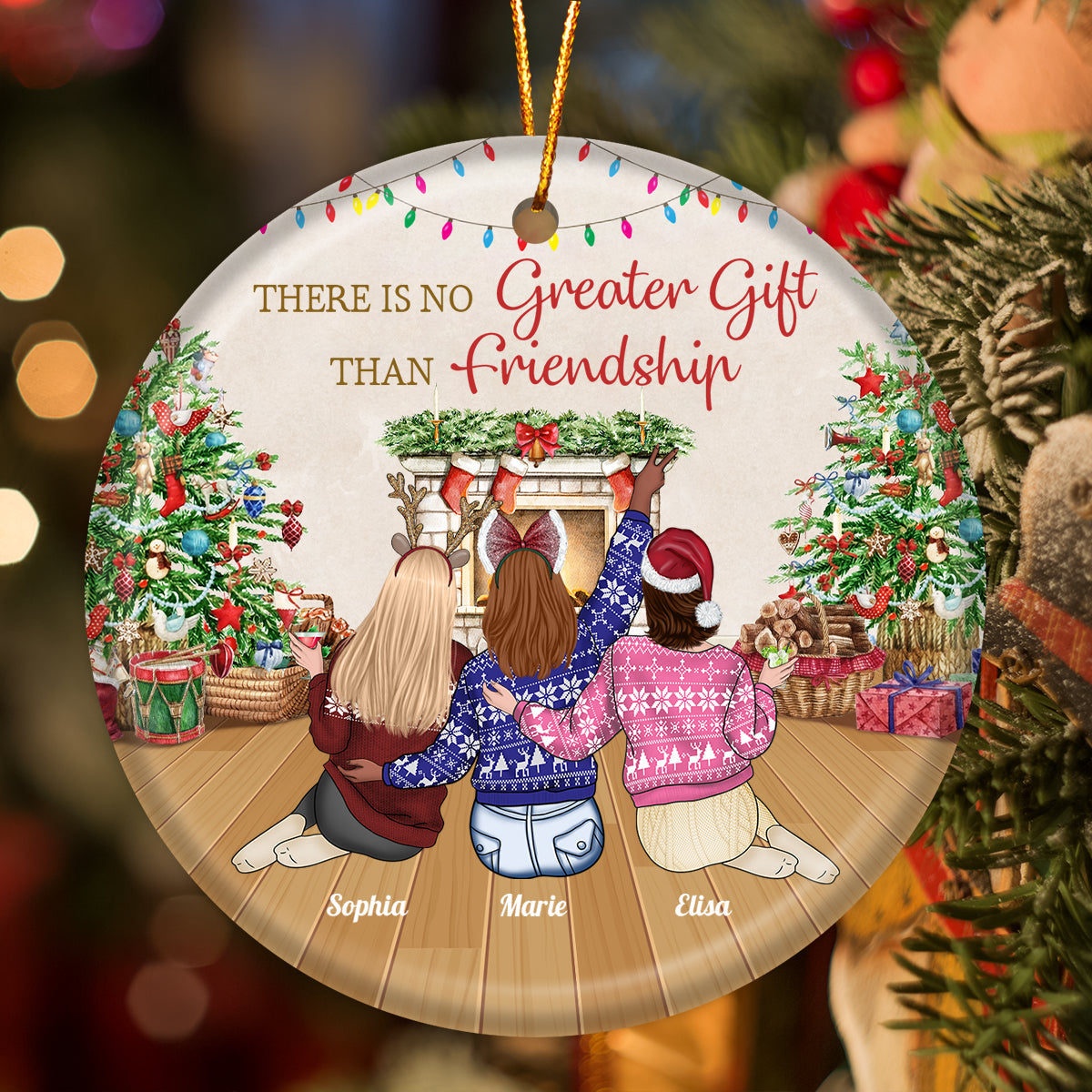 Besties - There Is No Greater Gift Than Friendship - Personalized Ceramic Ornament (Ver 2)