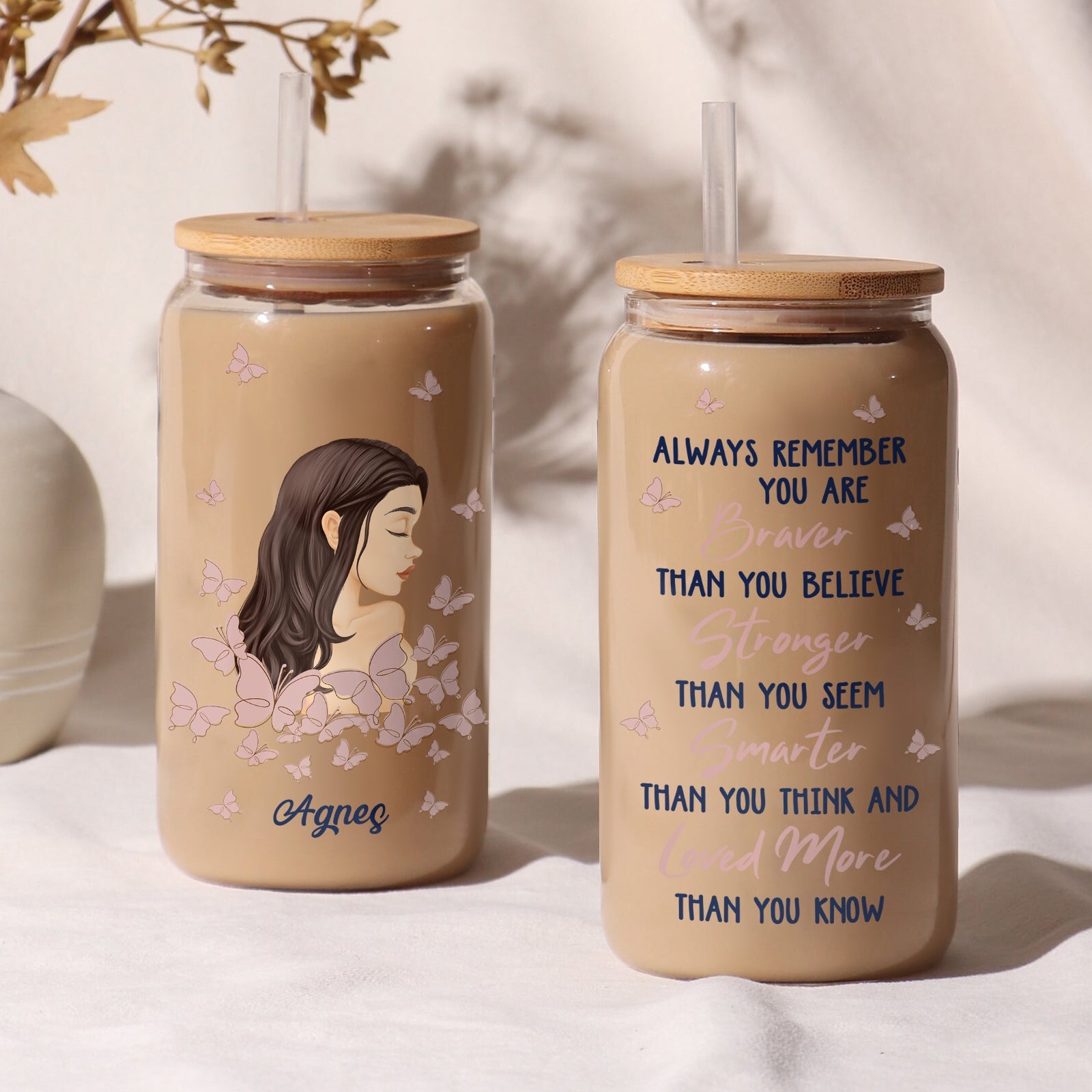 You Are Braver Than You Believe - Personalized Glass Can