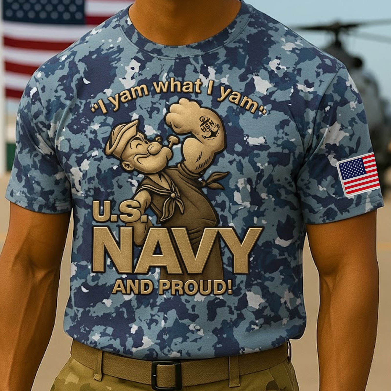 U.S. Navy And Proud Popeye Military Camo Shirt – Patriotic Navy Veteran