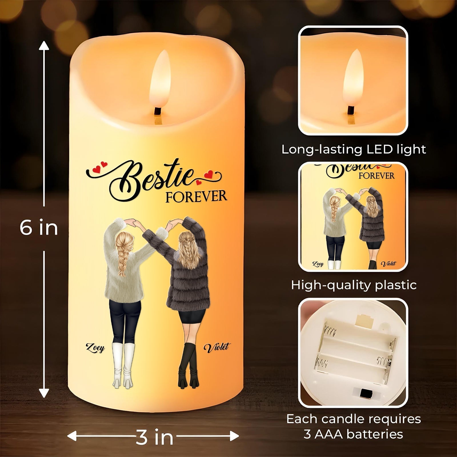 Bestie - Bestie Forever - Personalized LED Candle