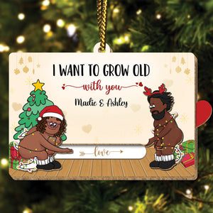 Couple - Loving Is Supporting Each Other In Old Age - Personalized Wooden Slider Card