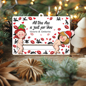 Couple - I Love You And Your Butt Is Perfect - Personalized Wooden Slider Ornament Version 2
