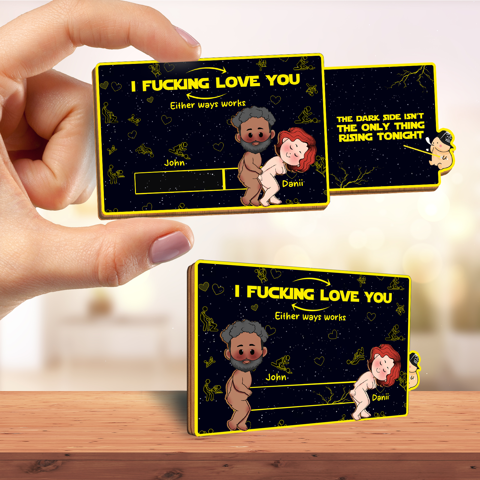 Couple - I F*cking Love You - Personalized Wooden Slider