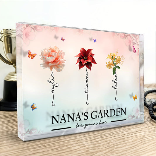 Gift For Mom - Nana's Garden Love Grows Here - Personalized Acrylic Plaque