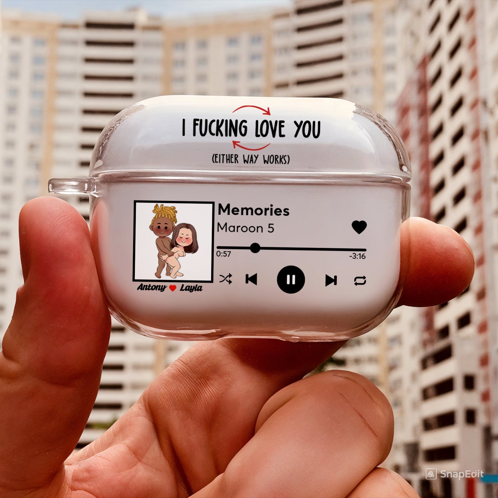 Couple - I F*cking Love You (Either Way Works) - Personalized Airpods Case