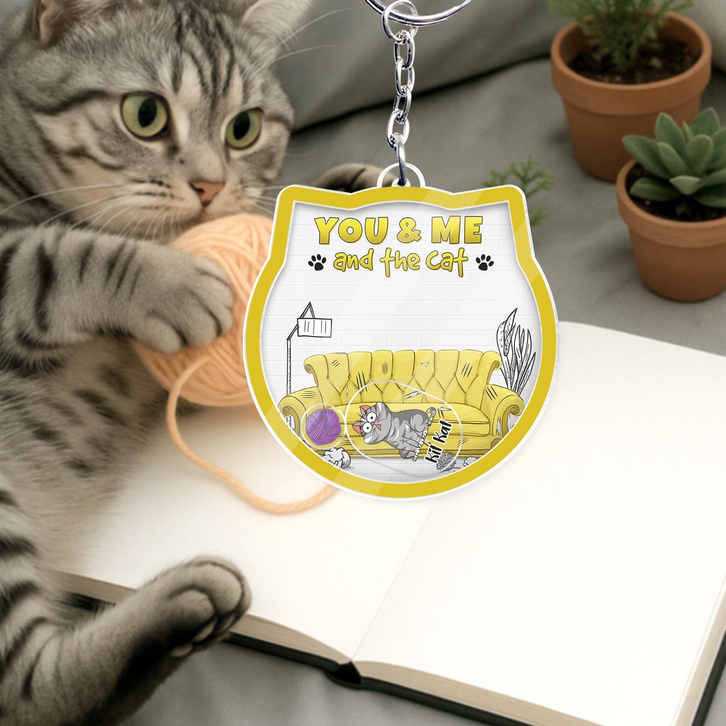 Pet Lover - You & Me And The Cats - Personalized Shaking Keychain