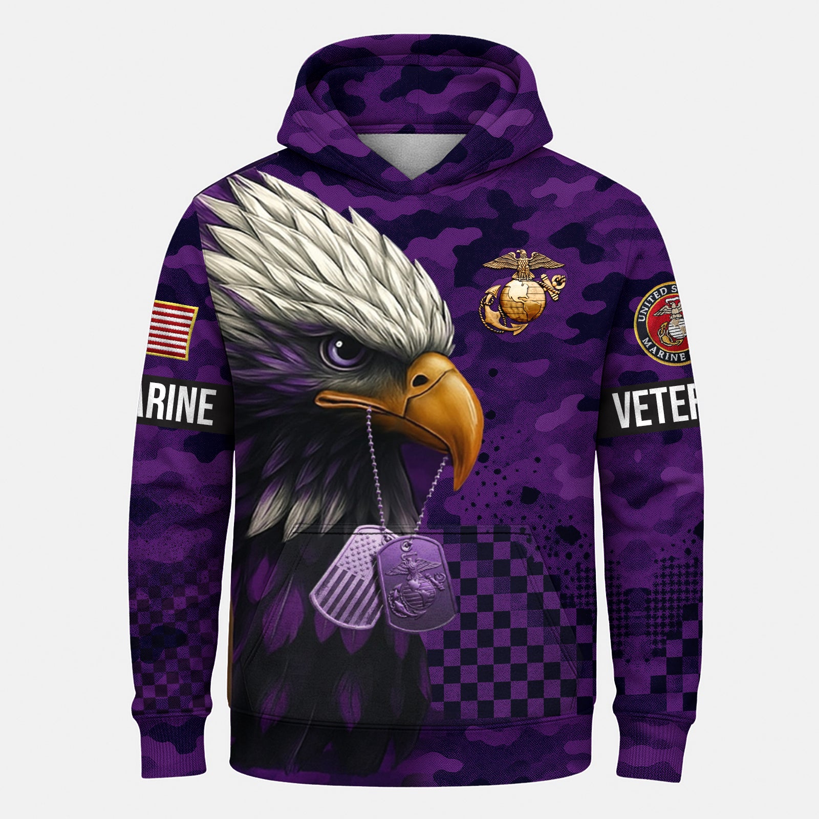 USMC Eagle Veteran Warrior Shirt - Full Print Camouflage