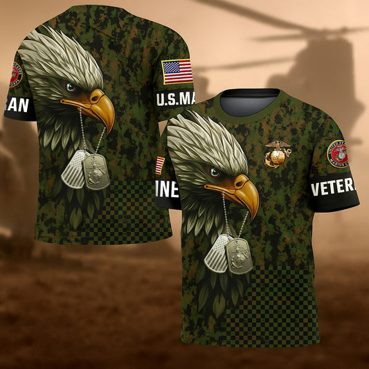 USMC Eagle Veteran Warrior Shirt - Full Print Camouflage