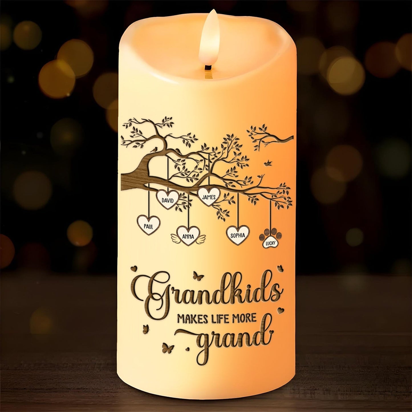 Family - Grandkids Makes Life More Grand - Personalized LED Candle