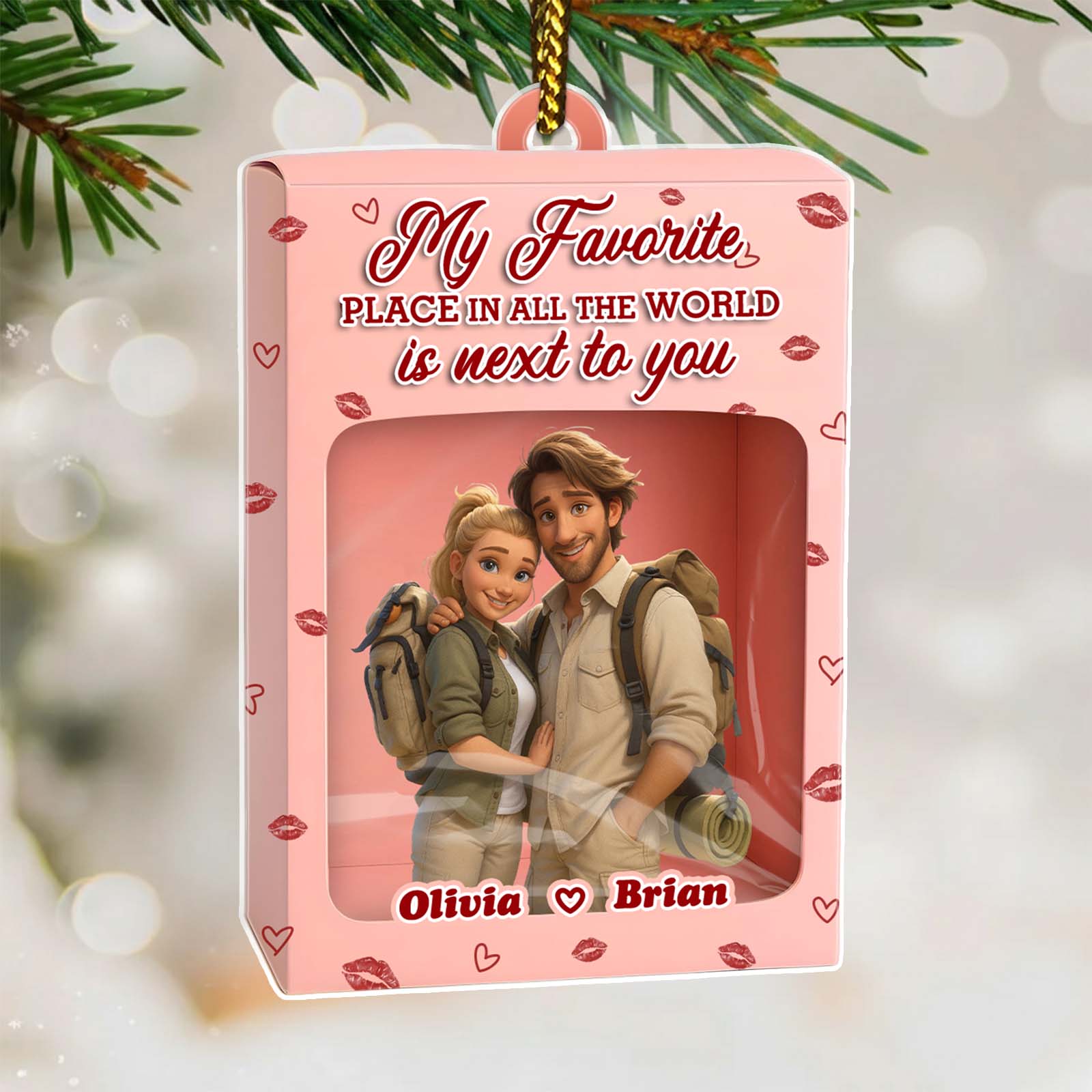 Personalized 3D couple gift box featuring a romantic design and custom names Olivia and Brian