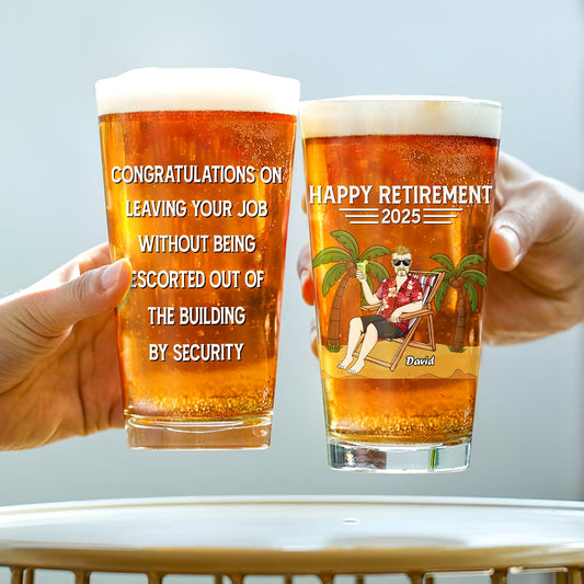 Retirement - Congratulations On Leaving Your Job Card - Personalized Beer Glass