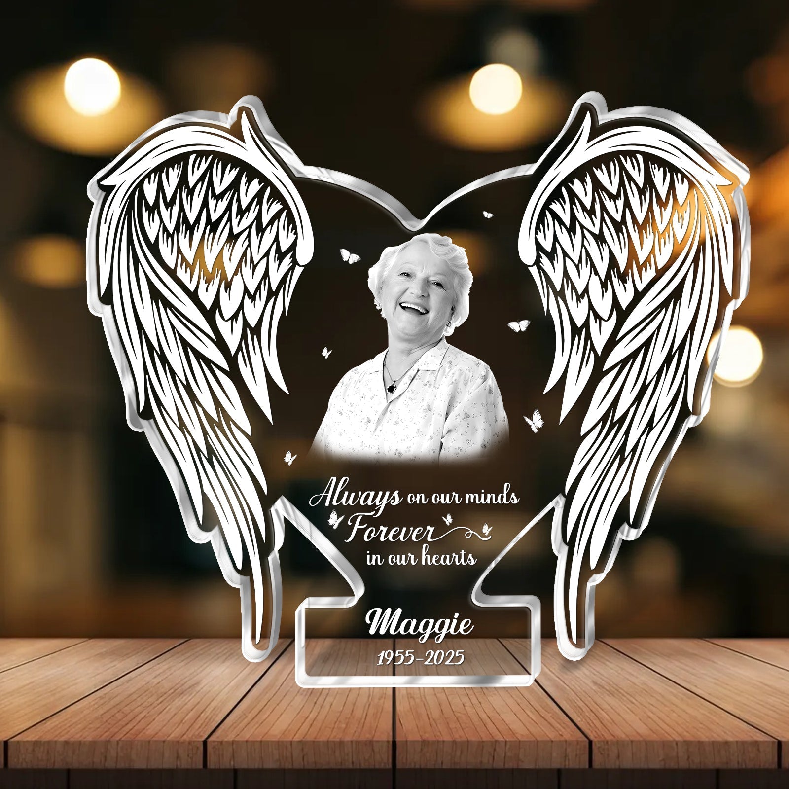Family - Always On Our Minds Forever In Our Hearts - Personalized Acrylic Photo Plaque