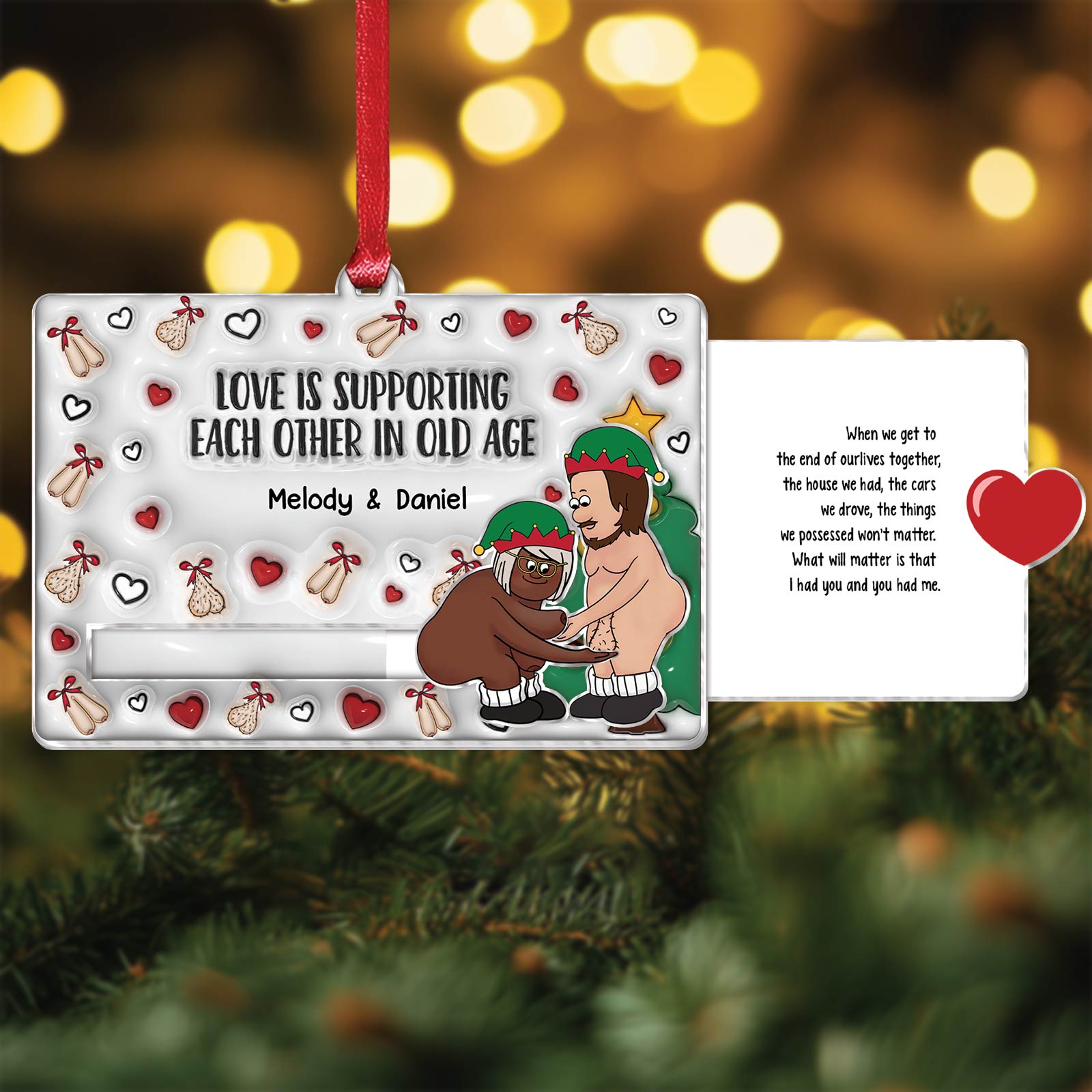 Couple - Love Is Supporting Each Other In Old Age - Personalized Acrylic Slider Card