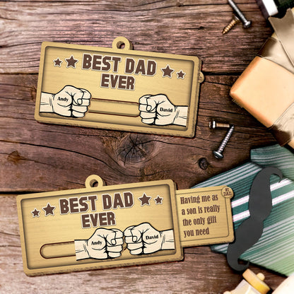 Father - Best Dad Ever - Personalized Wooden Slider Card