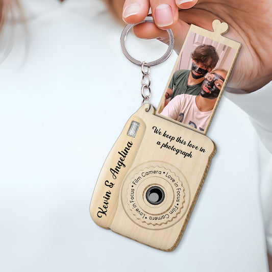 Couple - We Keep This Love In Photograph - Personalized Photo Wooden Slider Keychain