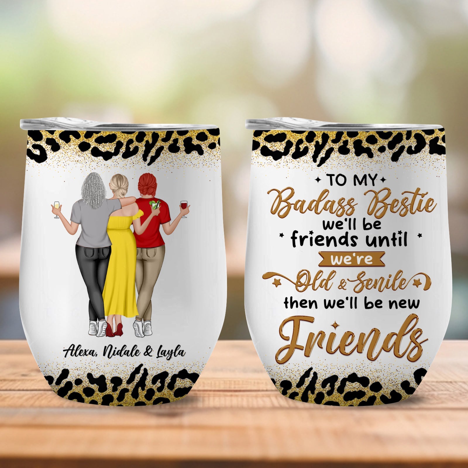 Besties - To My Badass Bestie - Personalized Wine Tumbler