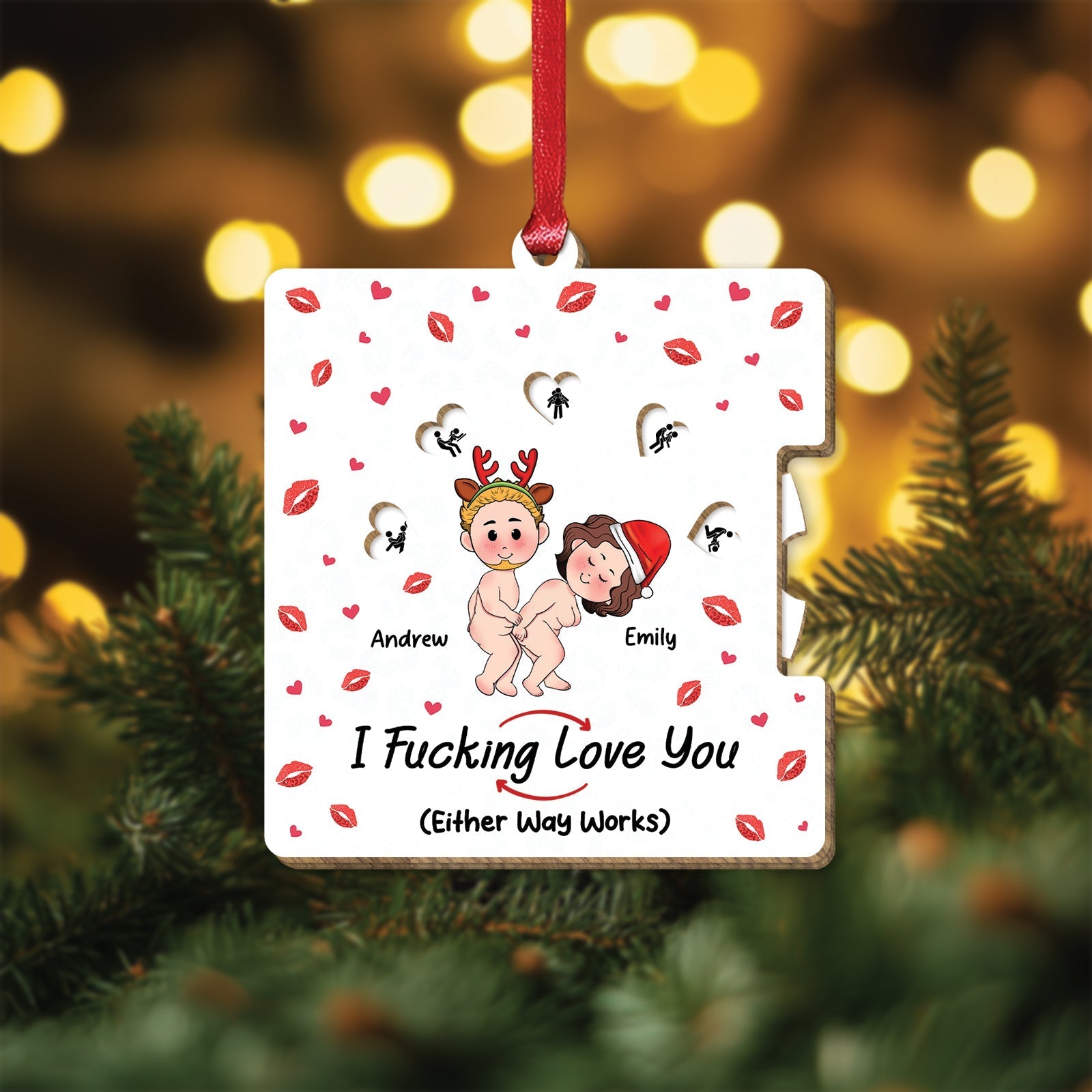 Couple - I Fucking Love You (Either Way Works) - Personalized Rolling Ornament