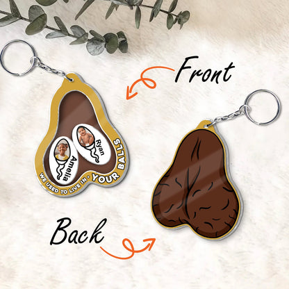 Father - We Used To Live In Your Balls - Personalized Acrylic Shaking Keychain (Ver 2)
