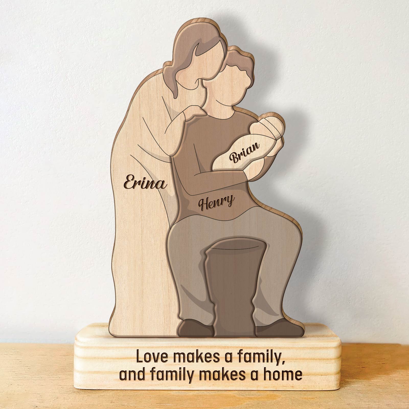 Family - Love Makes A Family, And Family Makes A Home - Personalized Wooden Puzzle