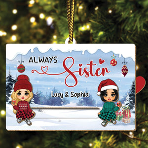 Besties - Always Sister - Personalized Wooden Slider Card Ornament