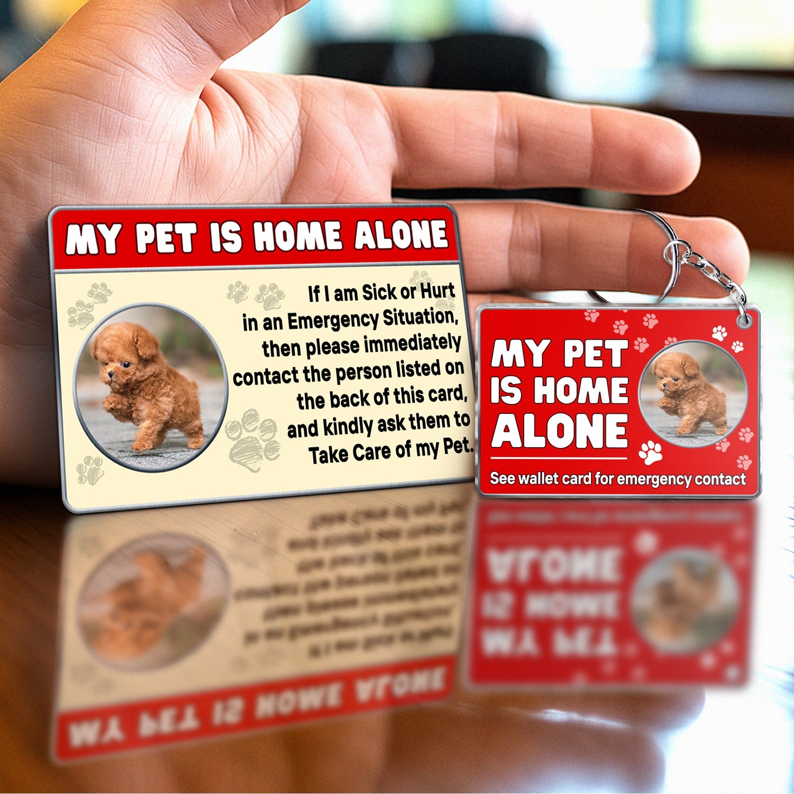 Pet Lover - Emergency Contact - Personalized Acrylic Keychain And Wallet Card