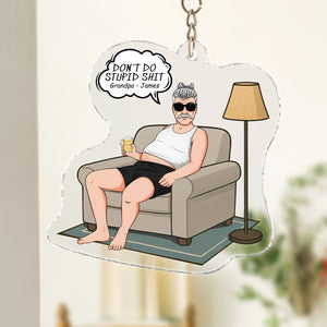 Funny - Don't Do Stupid - Personalized Acrylic Keychain From Grandma/Grandpa