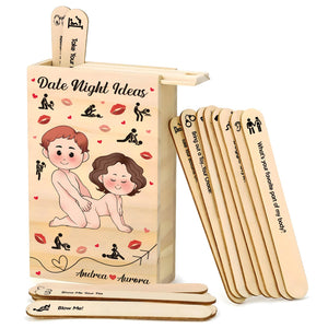 Couple - Date Night Ideas - Personalized Games Wooden Date Ideas Box